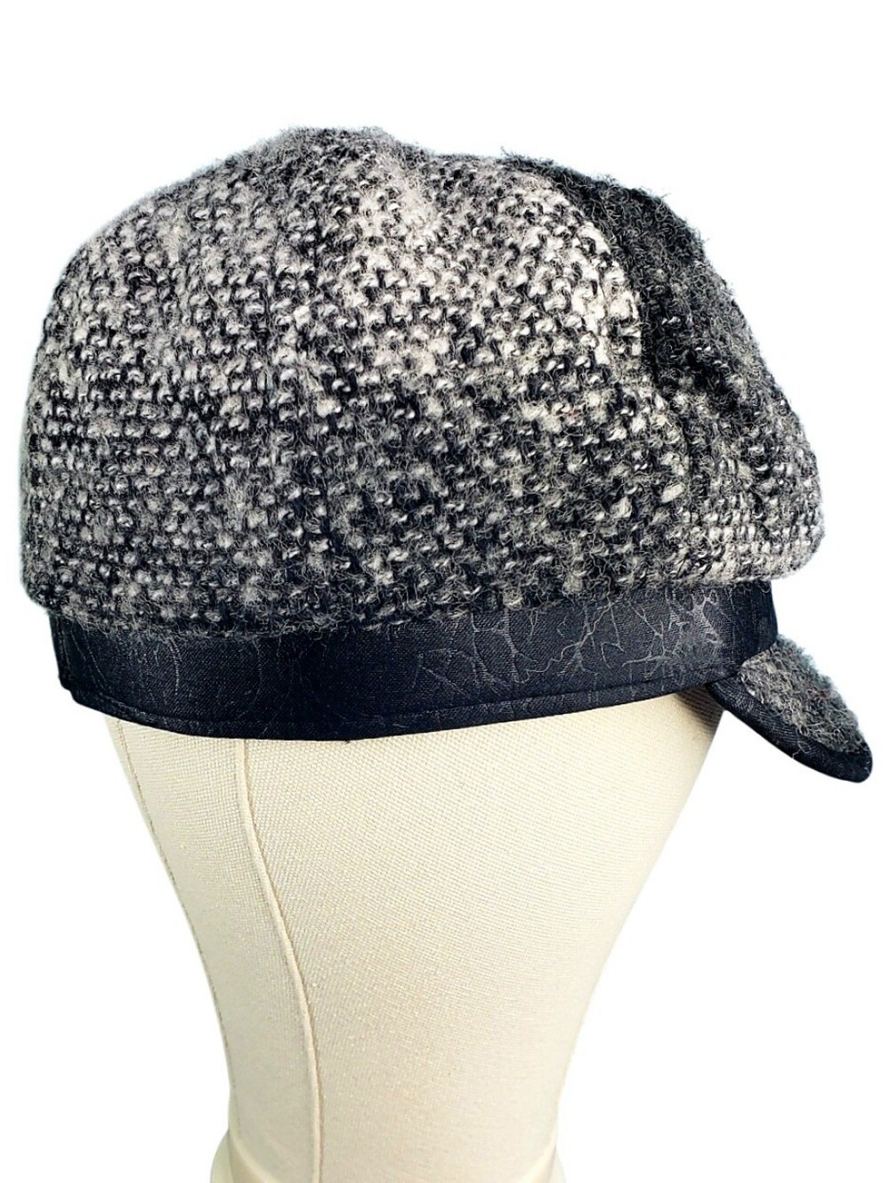 Tweed Newsboy Baker Boy Cabbi Street Cap Side Decorative Flower Boucle Fall OS - Picture 12 of 13
